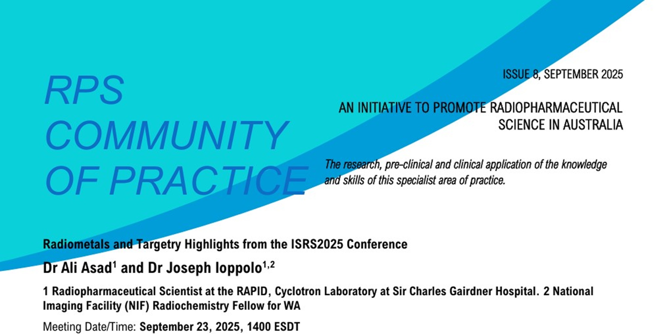 PAST: RPS Community of Practice lecture series: Radiometals and Targetry Highlights from the ISRS2025 Conference